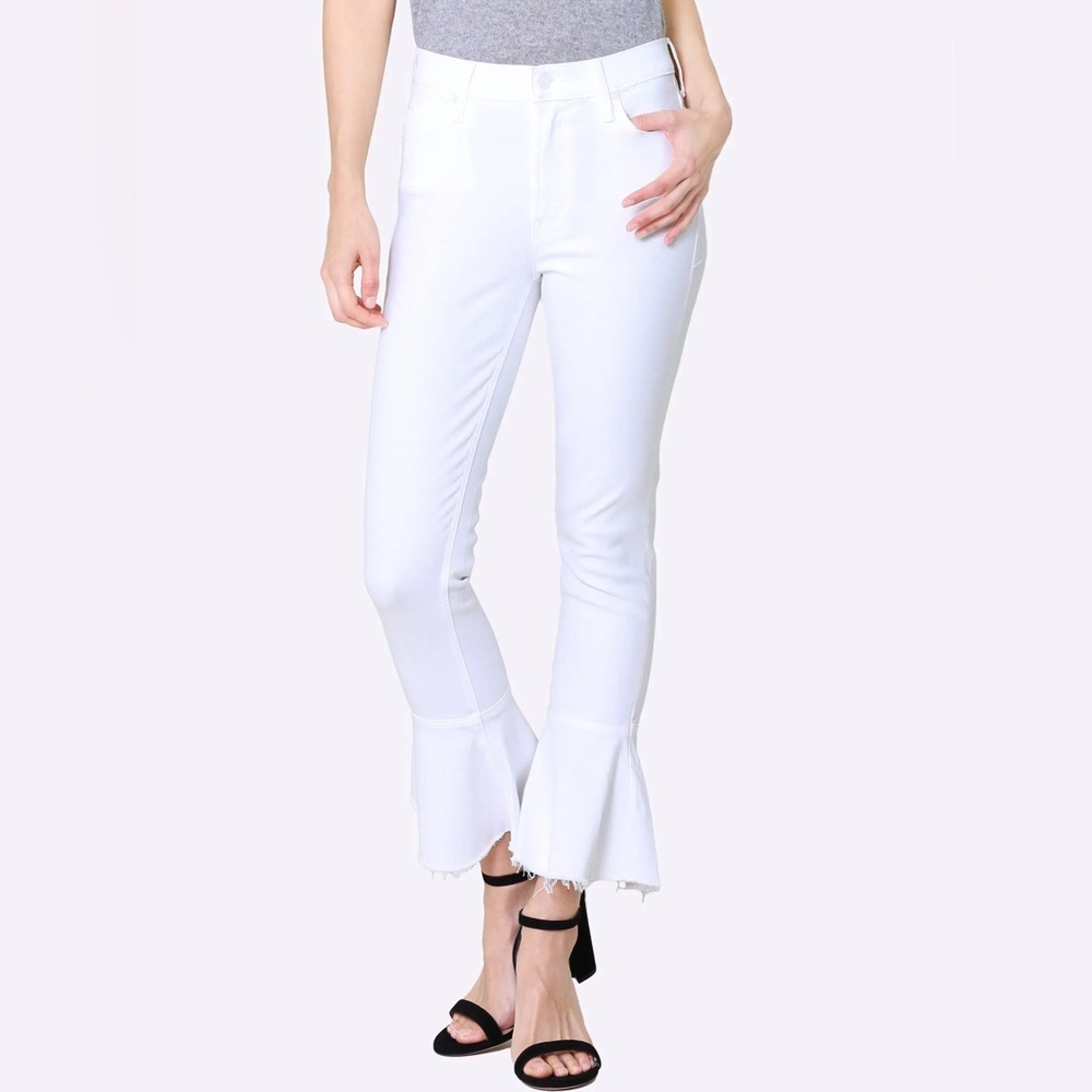 Hayden Cha Cha Flare Raw Hem Cream Jeans Denim Crop Size Small
